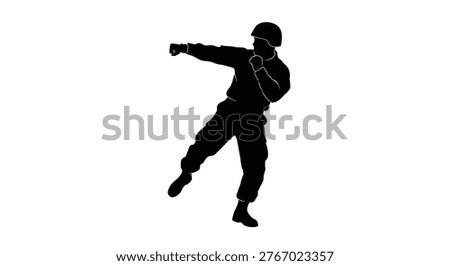 Silhouette of man dancing energetically alone