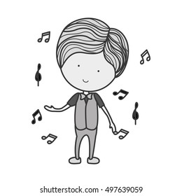 silhouette man dancing with musical notes