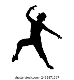 Silhouette of a man in dancing pose. Silhouette of a male dancer in performing pose.