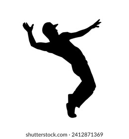 Silhouette of a man in dancing pose. Silhouette of a male dancer in performing pose.