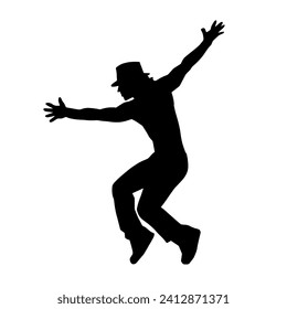 Silhouette of a man in dancing pose. Silhouette of a male dancer in performing pose.