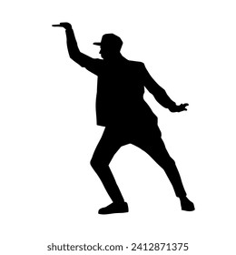 Silhouette of a man in dancing pose. Silhouette of a male dancer in performing pose.