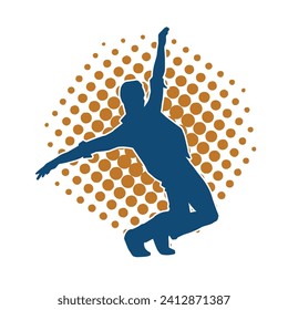 Silhouette of a man in dancing pose. Silhouette of a male dancer in performing pose.