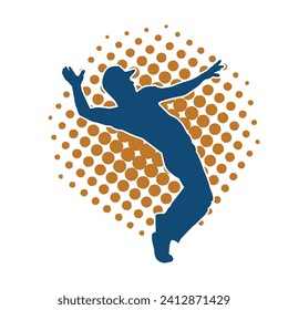 Silhouette of a man in dancing pose. Silhouette of a male dancer in performing pose.