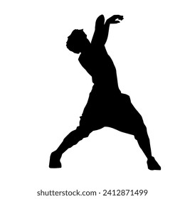 Silhouette of a man in dancing pose. Silhouette of a male dancer in performing pose.