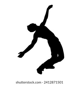 Silhouette of a man in dancing pose. Silhouette of a male dancer in performing pose.