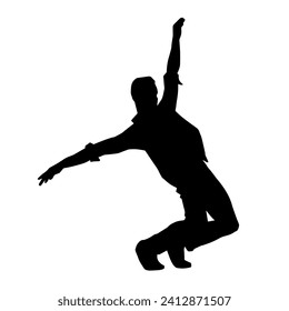 Silhouette of a man in dancing pose. Silhouette of a male dancer in performing pose.