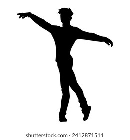 Silhouette of a man in dancing pose. Silhouette of a male dancer in performing pose.