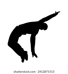 Silhouette of a man in dancing pose. Silhouette of a male dancer in performing pose.