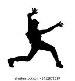 Silhouette of a man in dancing pose. Silhouette of a male dancer in performing pose.