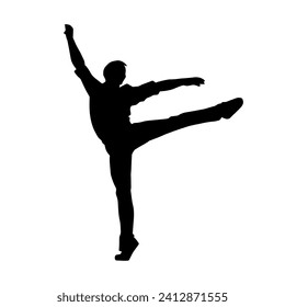 Silhouette of a man in dancing pose. Silhouette of a male dancer in performing pose.