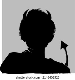 Silhouette eines Mannes mit bösen Hörnern und Schwanz