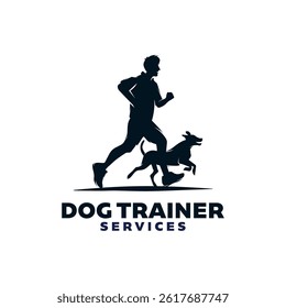 Silhouette Of Man And Dog, dog trainer logo