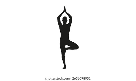 Silhouette of a man doing exercises performing a yoga posture