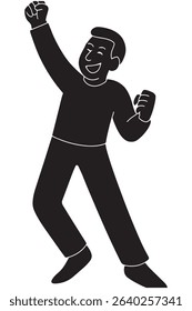 Silhouette of a man doing a fist pump with full-body energy