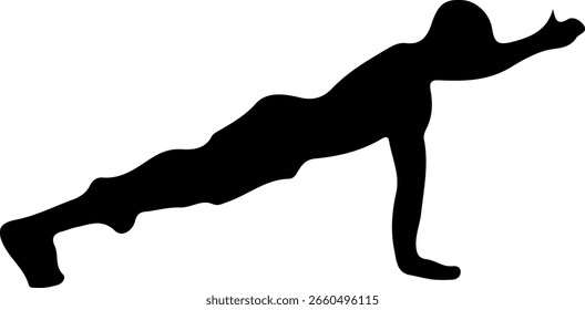 Silhouette of a man doing push-ups with his left and right legs alternating.