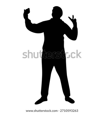 Silhouette of Man Doing a Selfie with Smartphone. People making a photo and using technology smart device