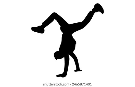 silhouette of Man doing sport dance activity break dance vector illustration