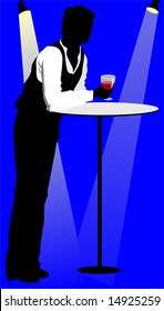 silhouette of a man with drinks	