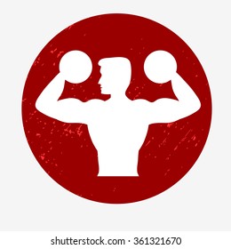  Silhouette a man with dumbbells. Can be used as Template for fitness/ sport  logo and label