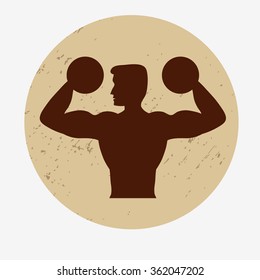  Silhouette a man with dumbbells. Can be used as Template for fitness/ sport  logo and label