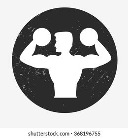  Silhouette a man with dumbbells. Can be used as Template for fitness/ sport  logo and label