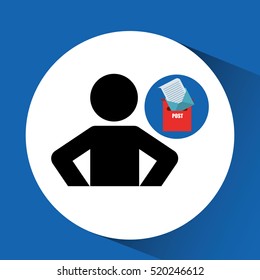 silhouette man with email post message vector illustration eps 10