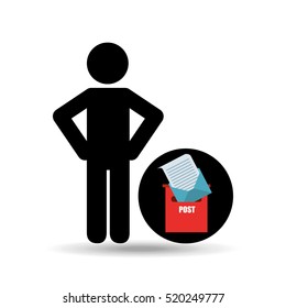 silhouette man with email post message vector illustration eps 10