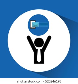 silhouette man with email send message vector illustration eps 10