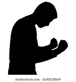 Silhouette of man expressing frustration anger or sadness concept for mental health awareness design
