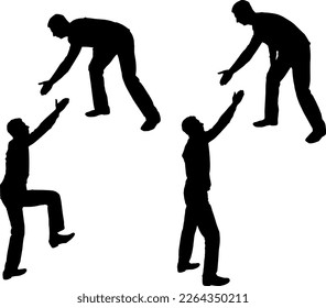 Silhouette of a man extending a helping hand to his partner. Business Concept. Vector Silhouette