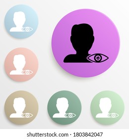 silhouette of man and eye badge color set. Simple glyph, flat vector of web icons for ui and ux, website or mobile application