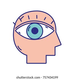silhouette man with eye vision design inside