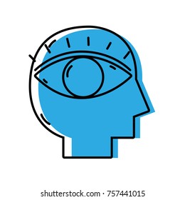 silhouette man with eye vision design inside
