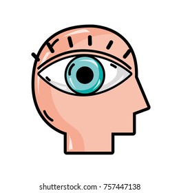 silhouette man with eye vision design inside