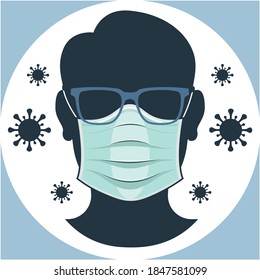 Silhouette of the man with face mask vector image