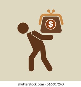silhouette man financial crisis savings dollar vector illustration eps 10