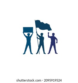 Silhouette of a man with flag. advertisement