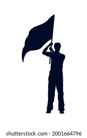 silhouette man with flag character icon