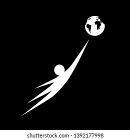 
silhouette of a man flying to a star vector
