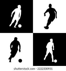Silhouette Man football dribble with ball