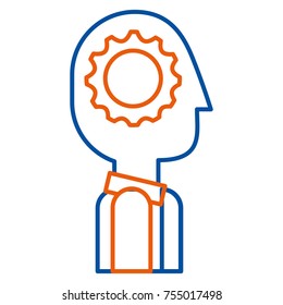 silhouette man with gear think innovation