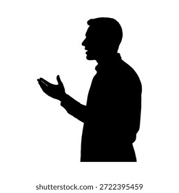 : Silhouette des Menschen, die beim Sprechen oder Erklären konzeptueller Kommunikation gestikuliert wird