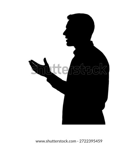 : Silhouette of Man Gesturing While Speaking or Explaining Conceptual Communication Image