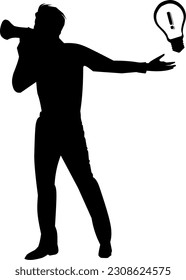 silhouette of man get idea vector