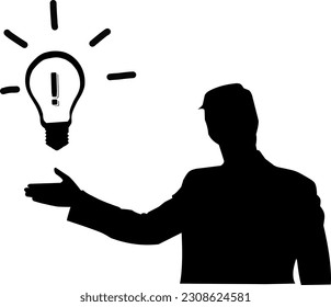 silhouette of man get idea vector