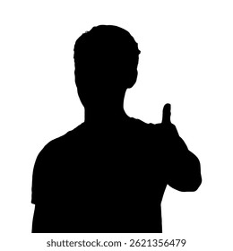 Silhouette of man giving thumbs up. Vector illustration