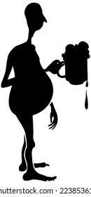 Silhouette man with glass of beer. Eps8