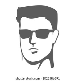 Silhouette of man with glasses on a white background - a simple vector drawing isolated on white