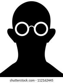 Silhouette of man with glasses on a white background - a simple vector drawing